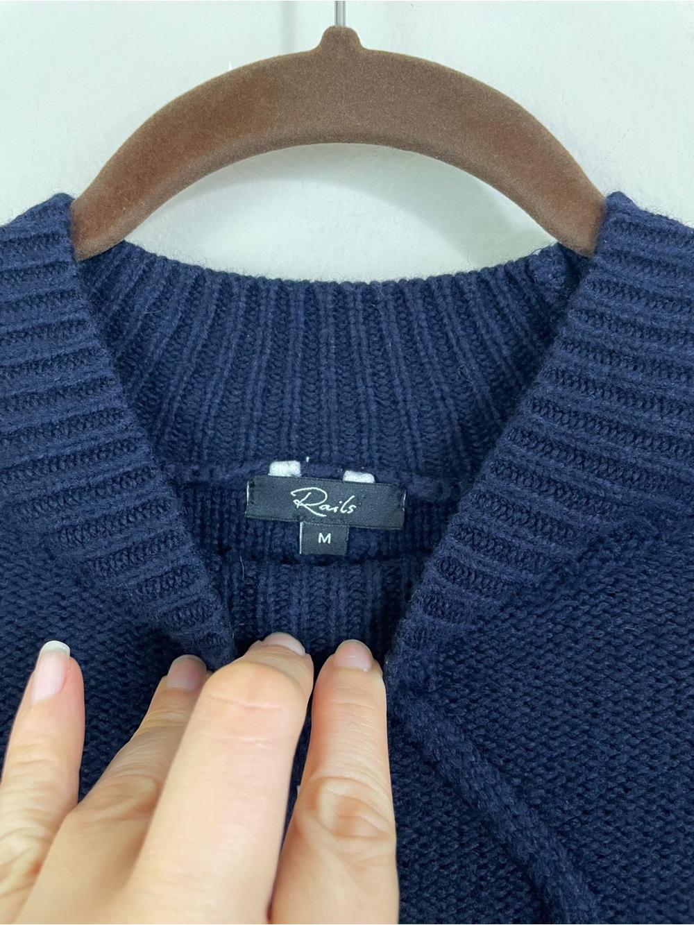 Rails Tori Midnight Navy Ribbon Stitch Boxy Fit Sweater Size Medium Cotton-Wool - Picture 4 of 8